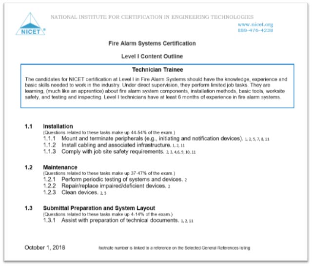 Example of NICET Content Outline