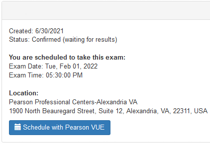 Schedule with Pearson VUE